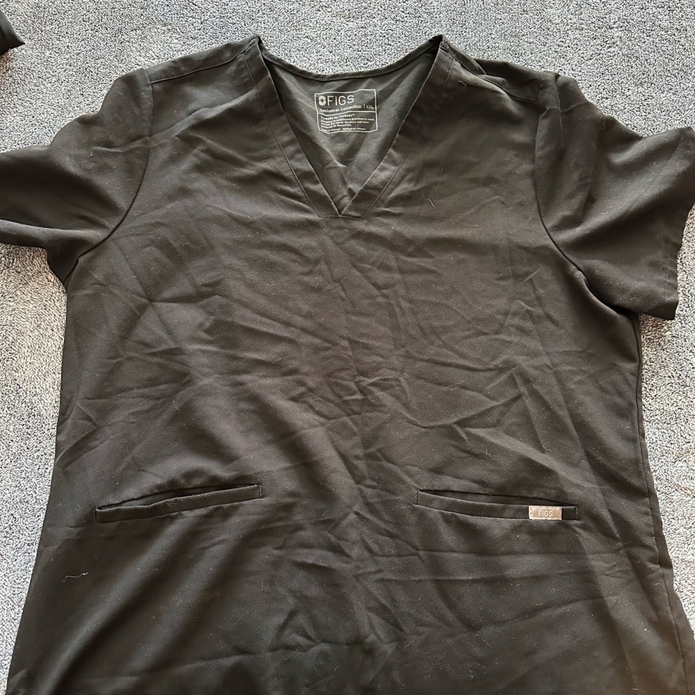 Figs Black V-Neck Scrub Top xxl